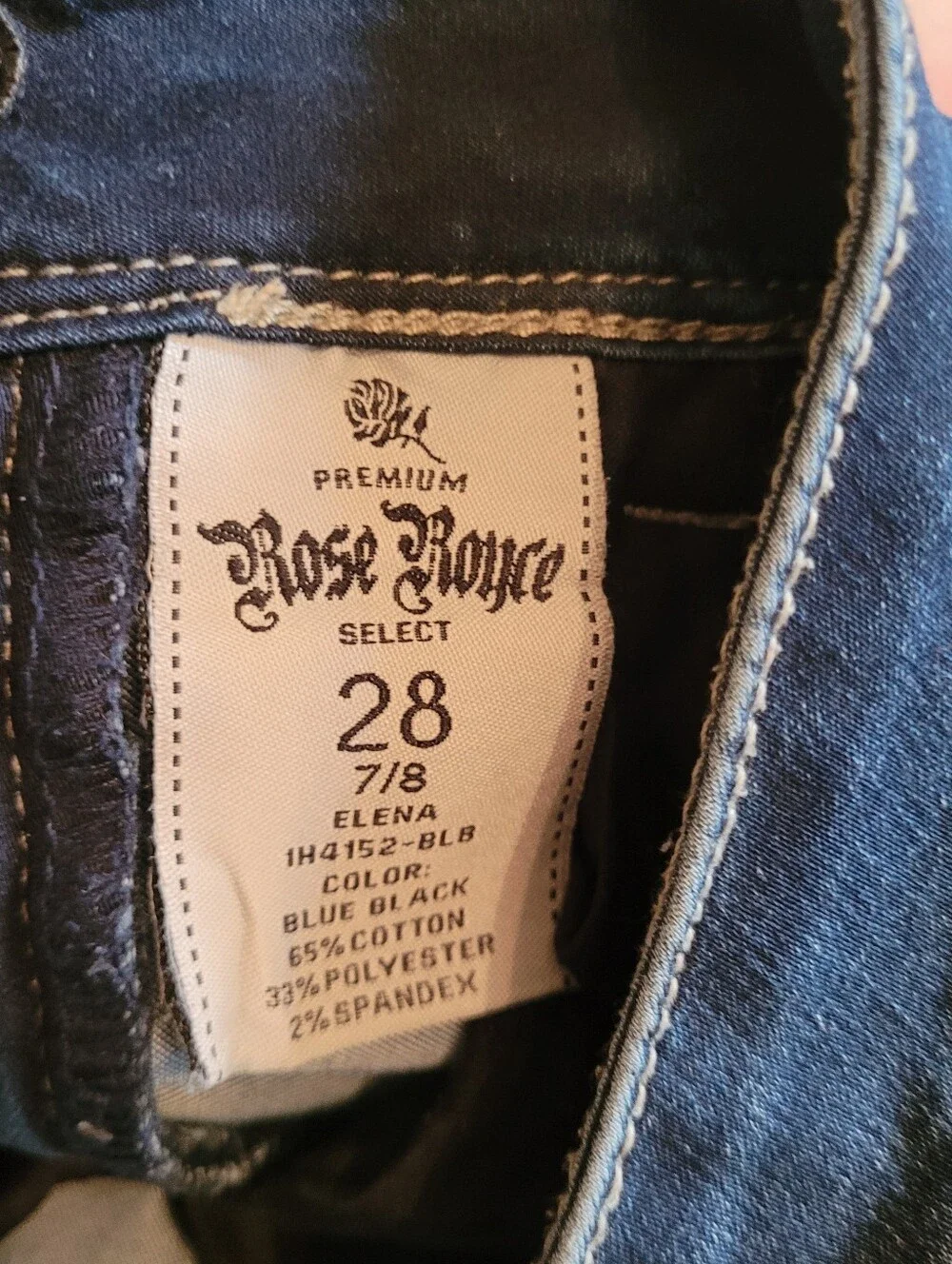 Rose Royce, NWOT, Rubberband Stretch Skinny Jeans in Dark Blue, 28 - Picture 3 of 8